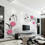 欧式现代简约客厅电视背景墙壁纸温馨卧室3d墙纸大型壁画玫瑰花