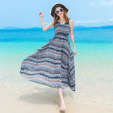 波西米亚海滩裙吊带显瘦沙滩裙海边度假裙长裙子夏女装雪纺连衣裙