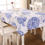 加厚棉麻青花瓷中国风桌布仿古长方形桌布家用台布正方形茶几盖布