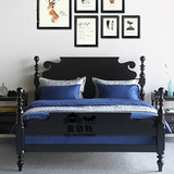 美式乡村实木床 新古典雕花双人床 简欧橡木床 1.8米1.5米家具床