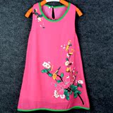 女童可爱连衣裙夏季雪纺中国风复古演出服装印花改良旗袍薄款纱裙