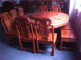 红木家具非洲花梨木实木圆桌圆台餐桌椅饭桌仿古组合客厅家具餐桌