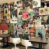 欧美复古电影明星海报拼图墙纸咖啡奶茶店大型壁画酒吧奶茶店壁纸