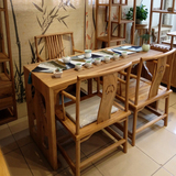 中式仿古功夫茶桌免漆榆木品茶桌家具茶艺桌椅组合实木茶台茶几