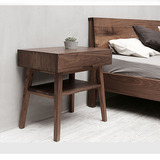 现代简约纯实木黑胡桃床边柜橡木边柜日式北欧花架置物架床头柜