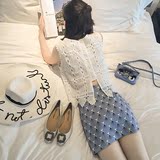 2016夏季新款性感无袖镂空蕾丝背心外穿女韩版圆领宽松显瘦上衣潮