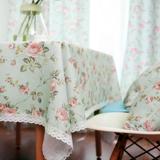 餐桌布艺清新田园亚麻书桌布台布花朵茶几长方形多用盖巾方巾