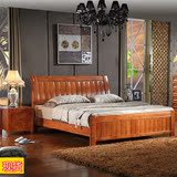 实木家具双人床1.8 1.5米单人实木床1.2 1.35米床高箱储物橡木床