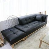 日式北欧小户型欧式简约三人皮艺沙发床组合转角沙发凳贵妃椅L型