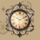 复古钟表挂钟客厅超大号静音创意时钟欧式铁艺壁钟大气16英寸壁钟
