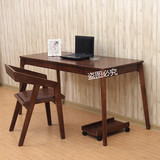 实木书房电脑桌台式家用简约美式复古写字工作台带抽屉办公书桌子