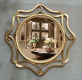 欧式复古玄关装饰镜子壁挂镜镂空圆形装饰镜卫浴浴室化妆梳妆镜子