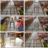 新款吧台椅酒吧椅咖啡厅创意休闲椅子高脚凳前台椅铁艺复古吧凳