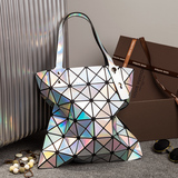 日本同款2016新款女包几何菱格手提包单肩包折叠百变镭射女士包包