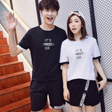 情侣装夏装套装2016韩版男女宽松字母印花短袖T恤学生打底衫班服
