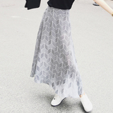 2016夏季新款韩版复古长裙荷叶边菱形几何高腰雪纺半身裙a字裙潮