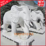 石雕大象动物石雕招财象门口摆件镇宅招财汉白玉石象大理石象一对