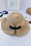 韩国蝴蝶结棉麻渔夫帽子女夏季韩版可折叠遮阳帽防晒太阳帽沙滩帽