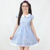 少女夏装大童女装高初中学生娃娃领短袖连衣裙韩版甜美显瘦公主裙