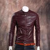 2016春季新款韩版修身青年男士短款加绒加厚机车PU皮衣外套夹克