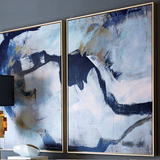 手绘油画客厅装饰画现代简约样板房挂画壁画有框画抽象画北欧灰调