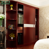 宜家板式衣柜衣橱 实木整体两门推拉移门大衣柜 组装卧室家具定制