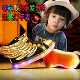春季儿童发光鞋USB充电灯鞋翅膀鞋男童鞋板鞋七彩灯女童运动鞋