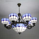 欧式家装客厅灯时尚家装多头蓝色玻璃地中海客厅8+1大吊灯装饰灯