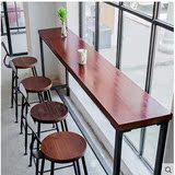 铁艺靠墙休闲咖啡厅水吧酒吧台 家用长条实木桌吧桌高脚吧台桌椅