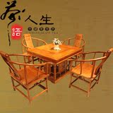 红木家具茶桌缅甸花梨木棋牌实木方形餐桌多功能大果紫檀桌椅组合