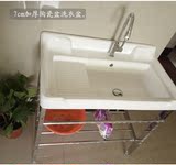 浴室柜陶瓷盆卫生间洗衣盆带搓衣板一体面盆不锈钢落地阳台洗衣槽