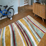 时尚简约现代彩色条纹地毯客厅茶几沙发地毯卧室床边手工腈纶地毯
