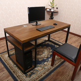 简约美式复古铁艺台式电脑桌 实木 办公桌椅组合简约书桌办公室桌