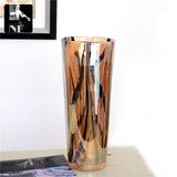 外贸彩色斑马纹创意玻璃艺术花瓶 琥珀色厚重插花富贵竹花器摆件