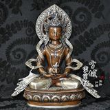 尼泊尔纯手工 藏传佛教精品 紫铜长寿佛像约32厘米1尺