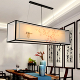 新中式吧台吊灯现代仿古手绘布艺长方形创意餐厅茶楼酒店书房灯具