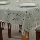 欣然之家桌布布艺田园棉麻欧美式餐桌椅垫套装订做圆长方形茶几布
