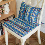 沃米兔地中海波西米亚棉麻蓝色条纹坐垫餐椅垫海绵可拆洗可定制