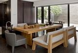 美式做旧工业风餐厅餐桌 复古铁艺实木长方形餐桌椅组合 简约饭桌