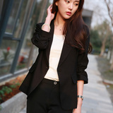 韩国2016春夏小西装女纯色七分袖薄款外套修身显瘦通勤休闲小西服