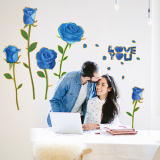蓝色玫瑰 温馨浪漫卧室床头墙上装饰品画创意墙壁自粘墙贴纸客厅