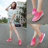 2016夏季韩版糖果色透气荧光休闲运动跑步女鞋平底系带网面单鞋女