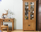 简约现代纯实木白橡木办公家具书柜带两玻璃门书橱架展示储物架