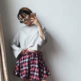 2016春装新款韩版大码女装长袖短款t恤衫女士圆领显瘦打底衫纯色