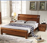 特价包邮全实木床 进口金丝黑胡桃木床 高箱储物婚床 现代中式床