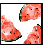 日系田园小清新粉红色西瓜创意水彩手绘可爱水果插画 木框装饰画