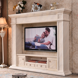 1.6米白色电视柜壁炉2米装饰柜美式实木仿大理石壁炉 放65寸电视