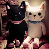 日本可爱黑白猫咪情侣毛绒公仔玩具猫星人大抱枕/靠垫 情人节礼物