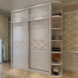 简约烤漆推拉门衣柜 现代移门板式2门卧室整体白色木质组合大衣橱