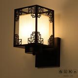 新中式壁灯复古典雅方形壁灯酒店过道铁艺术壁灯卧室床头大气壁灯